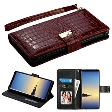 Samsung Galaxy Note 8 - Burgundy Crocodile Embossed MyJacket Wallet Case :: Android Cell Phone Cases