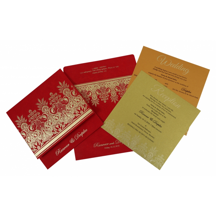Red Matte Embossed Wedding ...