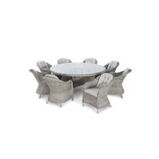 OXFORD 8 SEAT ROUND DINING SET WITH ROUNDED CHAIRS
