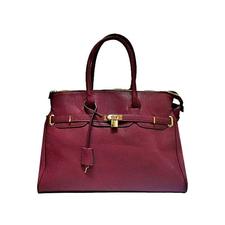 A-SHU DESIGNER STYLE PURPLE MULTI-COMPARTMENT HOLDALL HANDBAG WITH LOCK, KEY AND LONG STRAP - A-SHU.CO.UK