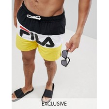 Fila | Fila Black Line Swim Shorts With Panel Logo In Black