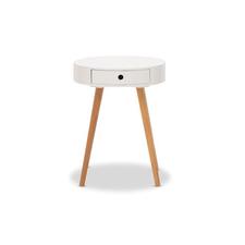 Dana 1 Drawer Round Lamp Table For Sale