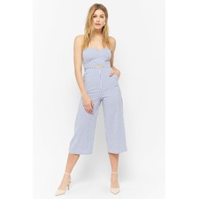 Pinstriped Strapless Jumpsuit