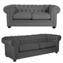 Grey Fabric Chesterfield Sofa Set | Sofas Direct