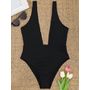 High Cut Plunge Neck Swimsu...