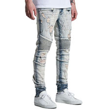 The Dropkick Biker Denim in Bleach Indigo Blue