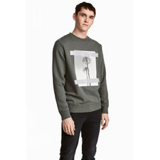 Sweatshirt with Motif | Dark dusky green 