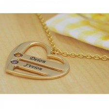 שרשרת לב 2 צריבות ציפוי זהב