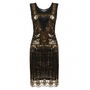 Women's 1920s Style O-Neck Flapper Sleeveless Sequined Gatsby Cocktail Evening Bodycon Party Dresses