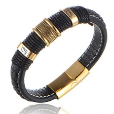 חולצת עור של גברים עם צלחת זהב