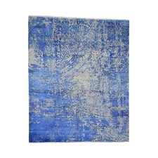 8-1 x9-10 Hand-Knotted Abstract Design Tone on Tone Wool and Silk Oriental Rug moaD07B7