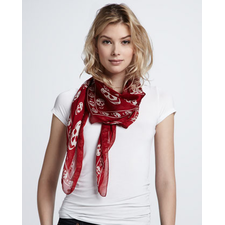 Alexander McQueen Skull Chiffon Scarf, Flame/White - Neiman Marcus