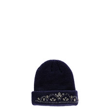 Rose Diamonte Ribbed Beanie Hat at boohoo.com