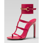 Gucci Patent Ankle-Wrap Cage T-Strap Sandal, Pink - Neiman Marcus