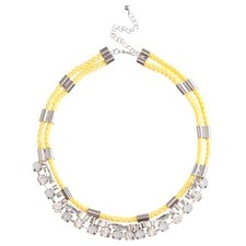 Cord Necklace with Metal & Diamante Feature
