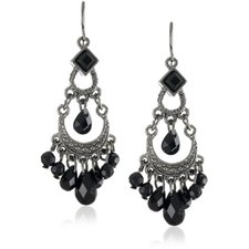 Amazon.com: 1928 Jewelry Jet and Onyx-Colored Crescent Chandelier Earrings: Jewelry