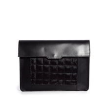 Image 1 of ASOS Leather Clutch Bag With Quilted Faux Pony