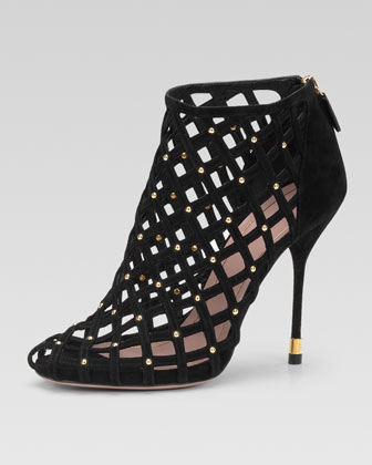 Gucci Studded Lattice Ankle...