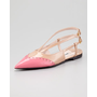 Miu Miu Double-Buckle Bicolor Ballerina Flat, Pink/Nude - Neiman Marcus