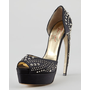 Walter Steiger Horn-Heel Studded Satin d'Orsay Pump - Neiman Marcus