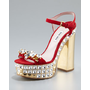 Miu Miu Jeweled Suede Platform Sandals - Neiman Marcus