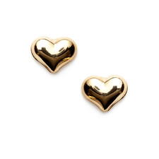 14K Gold Puff Heart Studs