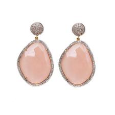 Jewels By Lori K 1.1 cts Champagne Diamonds & Opal Stone Earrings