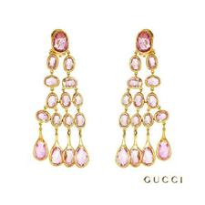 GUCCI 18K Yellow Gold Earrings with 35.00 CTW Sapphires. Total item weight 18.5g