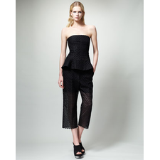 Stella McCartney Bustier Peplum Top & Diamond-Eyelet Slouchy Pants - Neiman Marcus