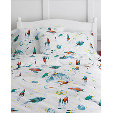 Glow-in-the-Dark White Rockets Flannel Bedding