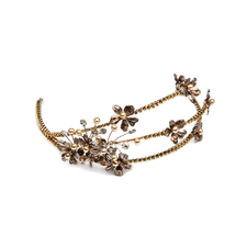 3-Row Gold Flower & Swarovski Crystal Headband | Nelson D'Leon | AHAlife