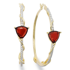 Victoria Townsend 18k Gold Over Sterling Silver Earrings, Garnet (6 ct. t.w.) and Diamond Accent Hoop Earrings - Gemstones - Jewelry & Watches - Macy's