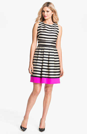 Eliza J Stripe Crepe Fit & ...
