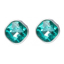 Rounded Square Crystal Earrings