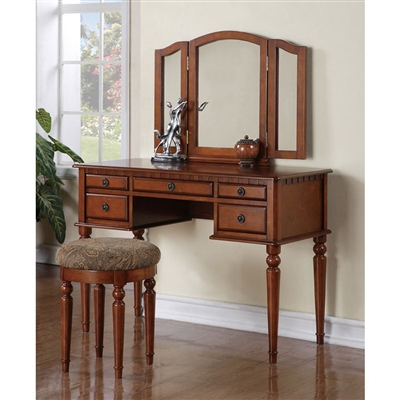 Walnut Wood Vanity Set