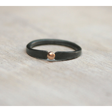 Black & gold ring. Blackened silver ring with a 14k gold ball. Alternative engagement ring. Handmade.