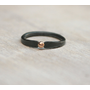 Black & gold ring. Blackened silver ring with a 14k gold ball. Alternative engagement ring. Handmade.