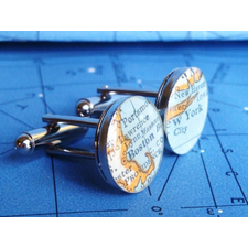 SALE - vintage map cufflinks custom location with gift box - featured in Martha Stewart Weddings