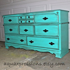 Bayside Blue Vintage Dresser /Dark Glaze /Black by AquaXpressions