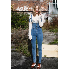 SKINNY HIGH WAIST DUNGAREE JEANS