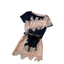 Unique Floral Embroidered Lace Slim Irregular Dress