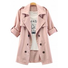 Women’s Elegant Pure Color Double breast Trench Coat 
