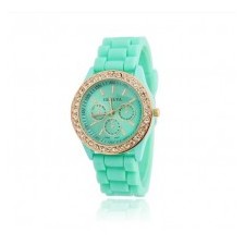 Roman Style Rhinestone Mint Green Watch