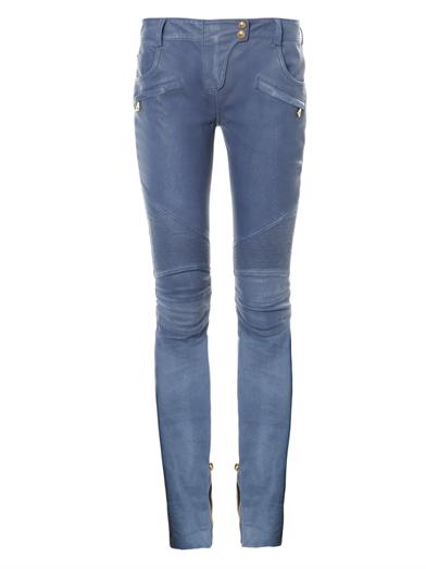 Balmain Leather low-rise sk...